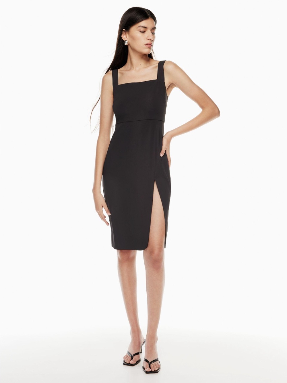 Aritzia Babaton ’90s Slit Midi Dress – Black – Size 2 Like New